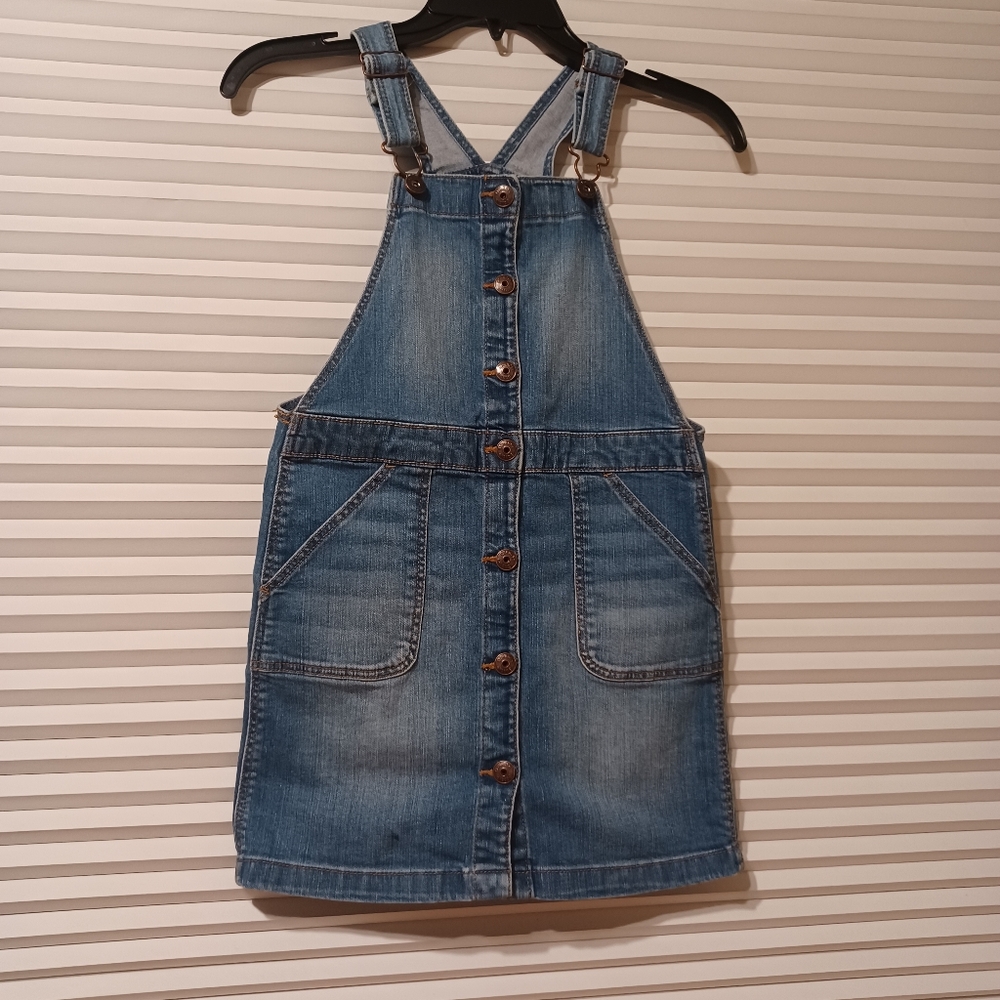 OshKosh Girls Jeans Denim Overall Jumper Dress Size-10